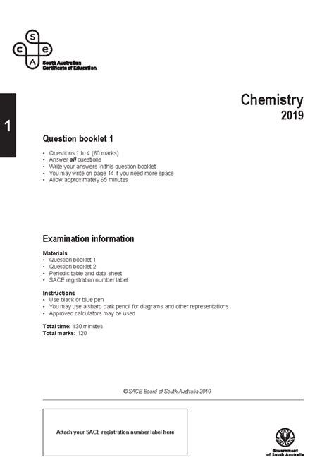Chemistry Sace Past Year 2012 Exam Solution 5