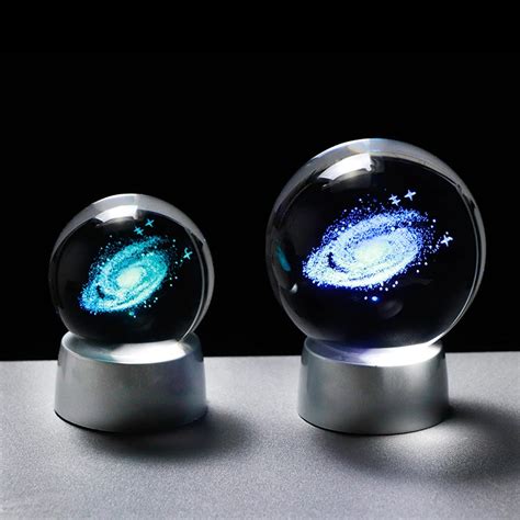 60mm 80mm 3D Laser Engraved Galaxy Crystal Ball Miniature Model Crystal