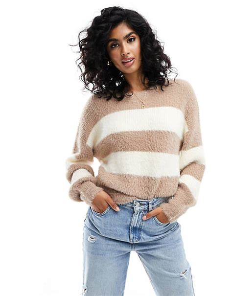 Miss Selfridge Lash Striped Jumper In Oatmeal Asos