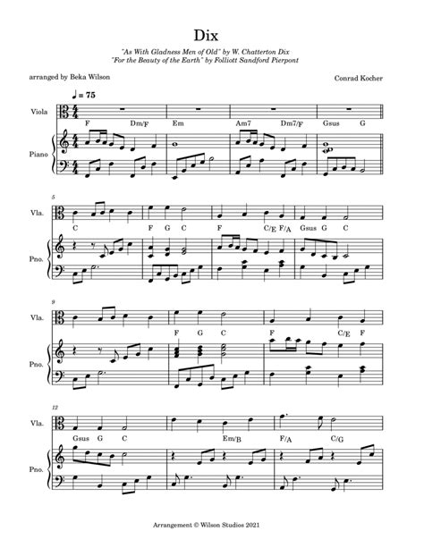 For The Beauty Of The Earth Viola Solo Arr Beka Wilson Sheet Music