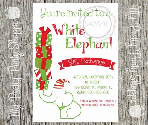 White Elephant Party Invitation Template Awesome Items Similar To White Elephant T E White