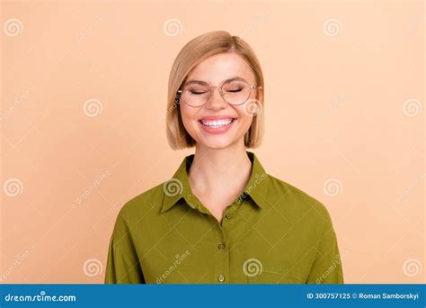 Portrait Of Funny Gorgeous Positive Girl With Straight Hairdo Wear