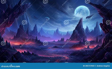 Fantasy World Landscape On An Extrasolar Alien Planet Futuristic Sci