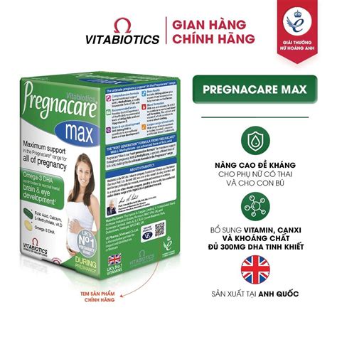 Viên Uống Cho Phụ Nữ Mang Thai Cho Con Bú Vitabiotics PREGNACARE Max