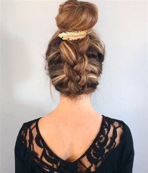 Dutch Braid & Messy Bun | Messy bun with braid, Messy hairstyles, Long ...