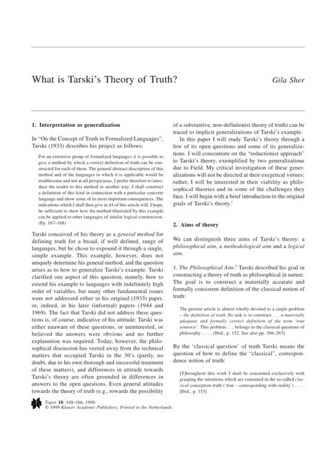 (PDF) What is Tarski's Theory of Truth?