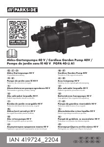 Mode Demploi Parkside PGPA 40 Li A1 Pompe De Jardin