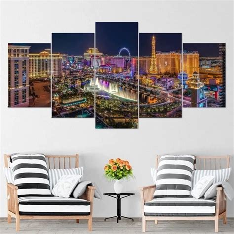 Toile Ville De Las Vegas Affiche décor 5 pièces 100x50cm 881