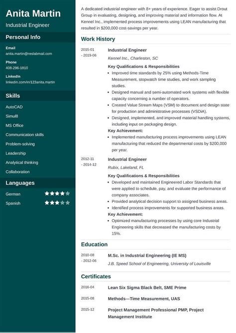 Industrial Engineer Resume—Examples & 20+ Writing Tips