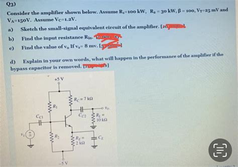 Answered Q3 Consider The Amplifier Shown Below Bartleby