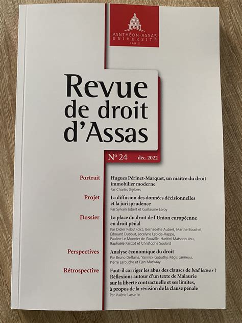 Sylvain Jobert On Twitter Merci La Revue De Droit Dassas De Cet