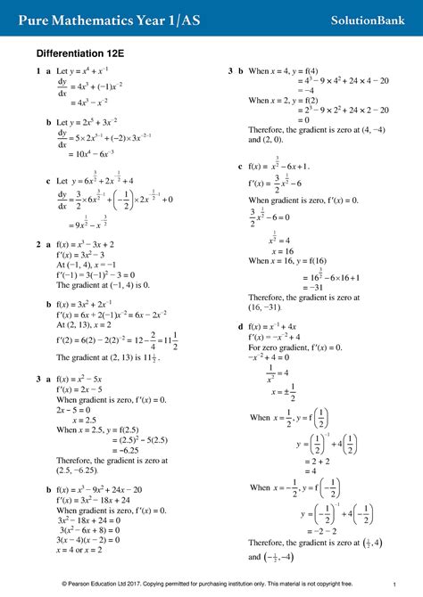 Alevelsb P1 Ex12e Answers For Questions Differentiation 12E 1 A Let