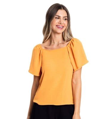 Blusa De Manga Ampla Elástico Rovitex Marrom Compre Agora