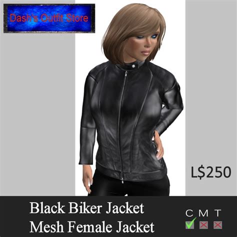 Second Life Marketplace Biker Female Black Mesh Jacket