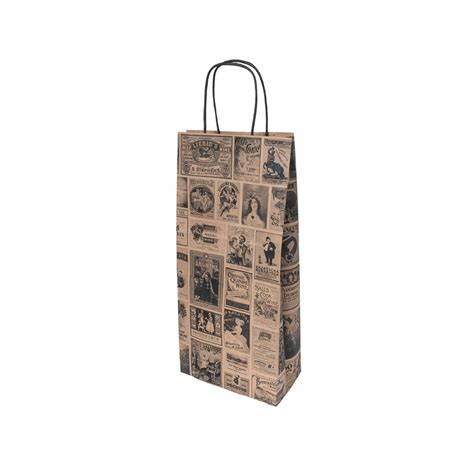 Sac 2 Bouteilles En Papier Kraft Naturel 18 10x39 Cm Bacchus Par 250