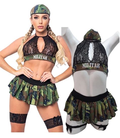 Fantasia Luxo Militar Adulto Feminina Lingerie Veste Do 36 Ao 44 JC