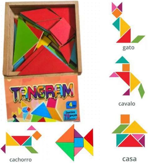 Tangram Em Madeira Jogos Pe As Educativo Pedag Gico Zaramela