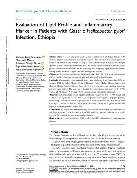 Pdf Evaluation Of Lipid Profile And Inflammatory Marker In Patients