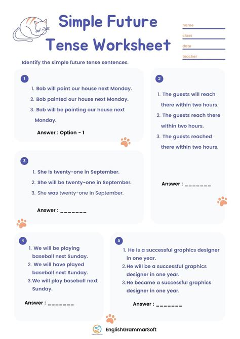 Worksheets For Future Tense