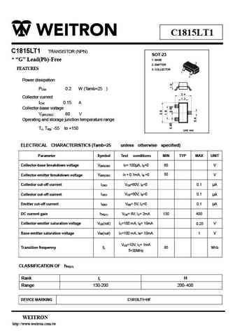 C1815 Datasheet and Replacement, Transistor Equivalent Finder, Cross ...