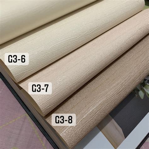 Jual Wallpaper Premium Vinyl Dinding Polos Bertekstur Serat Kayu Coklat