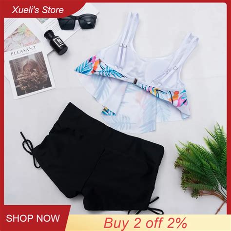 Sommer Strand Frauen Zwei St Ck Schwimmen Anzug Mit Hosen Frauen Bikini Set Push Up Gepolsterter