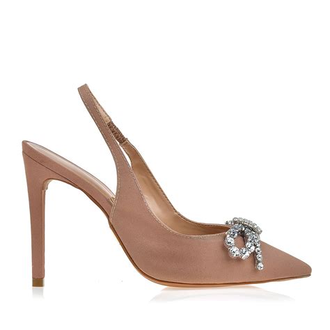 UZA Shoes Slingback Salto Alto Silk Nude Coleção Outono inverno