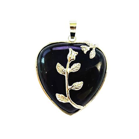 Pendentif Améthyste Cœur fleuri Mineraux fr