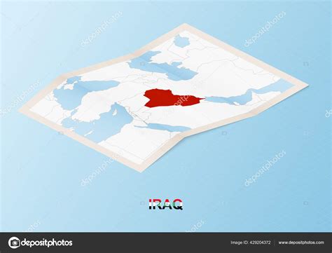 Folded Paper Map Iraq Neighboring Countries Isometric Style Stock ...