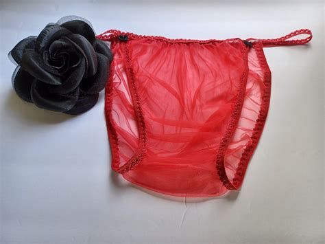 Plus Size Sissy Panties For Men See Thru Bikini Sheer Red Etsy