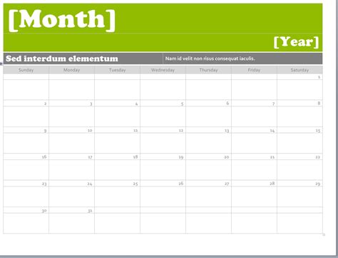 Calendar Template Microsoft Word • Printable Blank Calendar Template