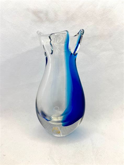 Vecchia VR Murano Blue Glass Vase Etsy