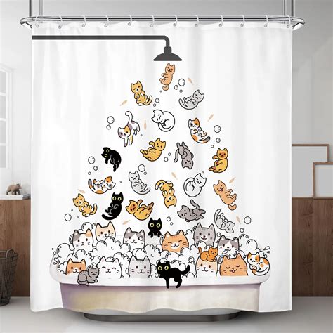 Cortina De Ducha Con Dibujos De Gatos Para Ni Os Decoraci N De Ba O Con