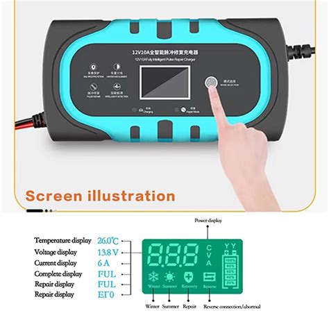 Buy Car Motorcycle Battery Charger 12v 10a Auto Smart Battery Charger With Lcd Touch Screen