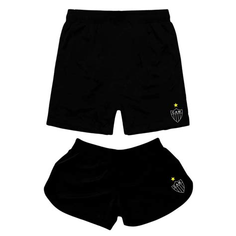 Kit Bermudas Time Casal Combinando Shorts Tactel Futebol Brasileiro