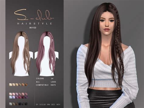 The Sims Resource Straight Hair With Braid Albane 061123