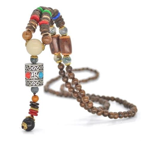 Ethnic Nepal Wood Beads Necklace