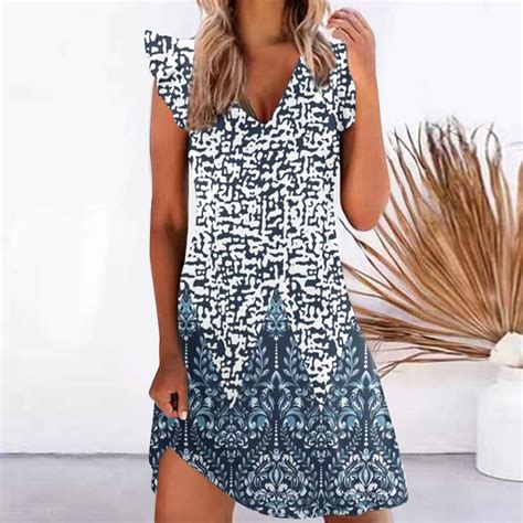 Dadaria Beach Dress For Women Summer Blue Sleeveless Sundress Short Fashion Tank Dress Floral