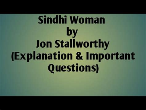 Sindhi Woman Poem Explanation Jan Stallworthy In Pakistan Important