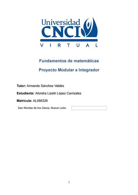 Proyecto Modular e Integrador FM Fundamentos de matemáticas Proyecto