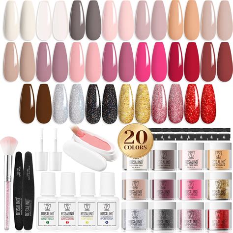 Amazon Dip Powder Nail Kit Starter Colors Fall Winter Nude Glitter Dipping Powder Liquid