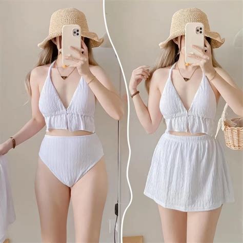 3in1 Lace Bikini Summer Outfit Women Beach Rush Guard For Women Swimsuit Shopee Philippines