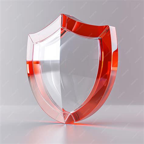 premium photo reflective red  crystal clear shield render