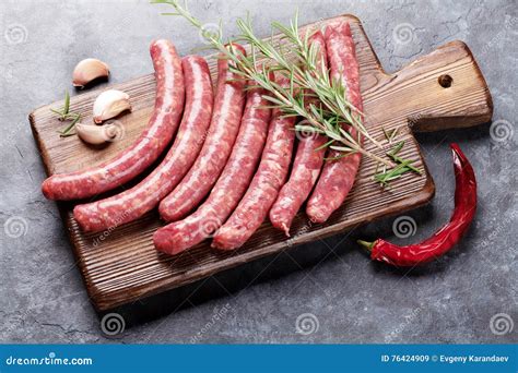 Raw Sausages and Ingredients for Cooking Stock Image - Image of meat ...