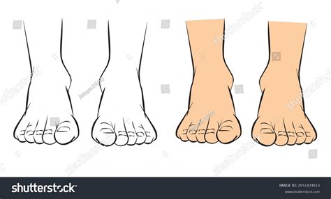 Human Feet Black Outlinevector Drawing Stock Vector (Royalty Free ...