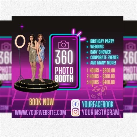 360 Photo Booth Flyer Event Photography Rental Party Etsy