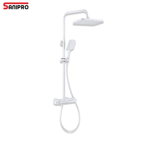 Sanipro New Design White 201 Stainless Steel 3 Function Hot And Cold Shower Faucet Mixer Push