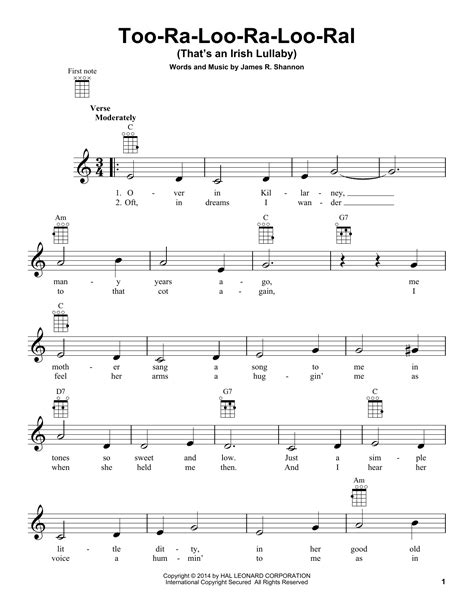 Too Ra Loo Ra Loo Ral That S An Irish Lullaby Sheet Music By James R