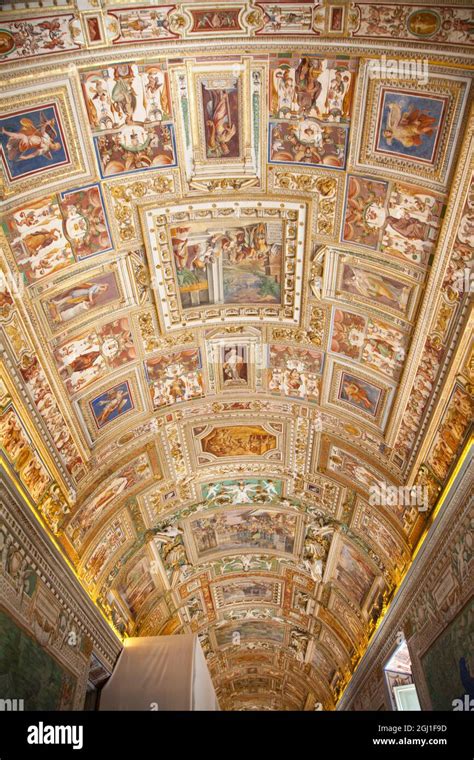 Paintings On The Walls And The Ceiling In The Gallery Of Maps At The