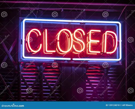 Closed neon sign stock photo. Image of neon, isolated - 139124018